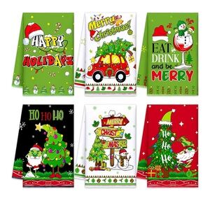 NWT 6 piece Colorful Holiday Kitchen Towel Set